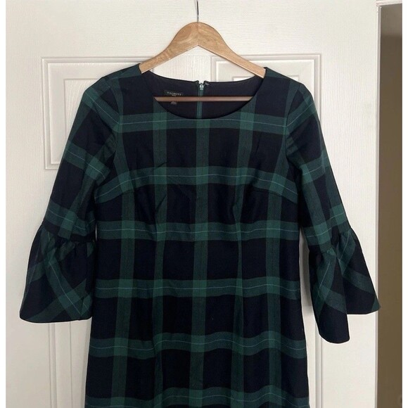 Talbots Black Watch Plaid Shift Dress Size 6P Wool Blend - Picture 3 of 6